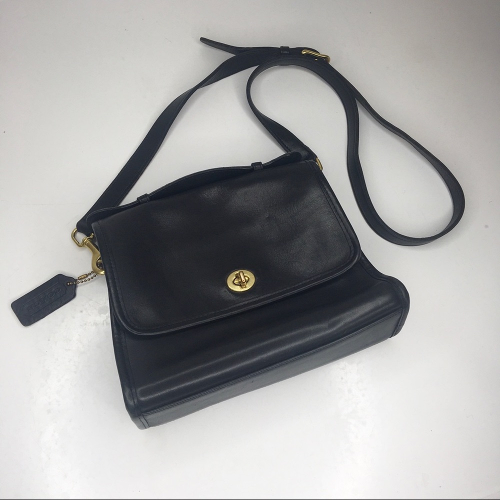 COACH VINTAGE COURT BLACK CROSSBODY BAG PURSE 9870